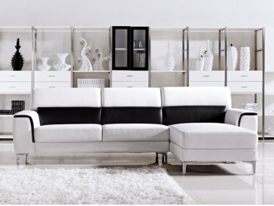 Canapé AGATHON bicolore blanc et noir design en soldes